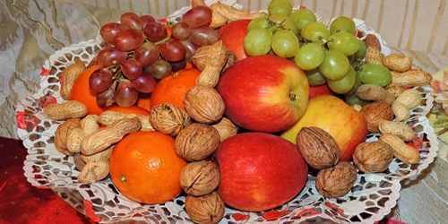 Bowl of fruit and nuts