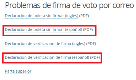 Problemas de firma de voto por correo