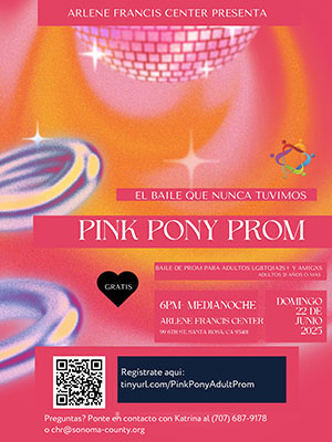 Folleto del baile de graduación Pink Pony en español