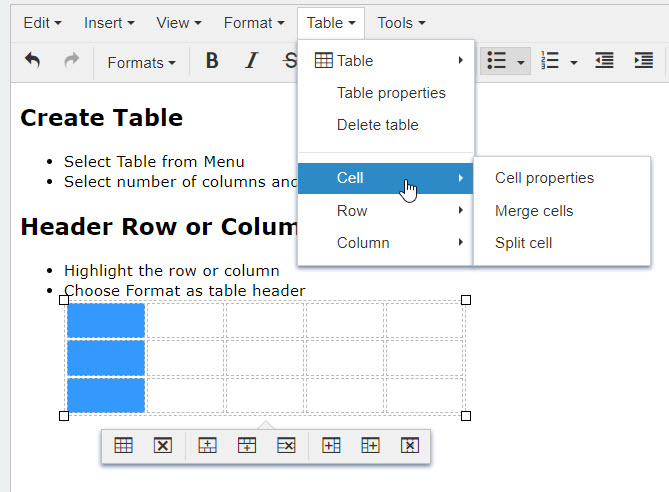 Selecting Cell Properties